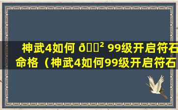 神武4如何 🌲 99级开启符石命格（神武4如何99级开启符石命格技能）